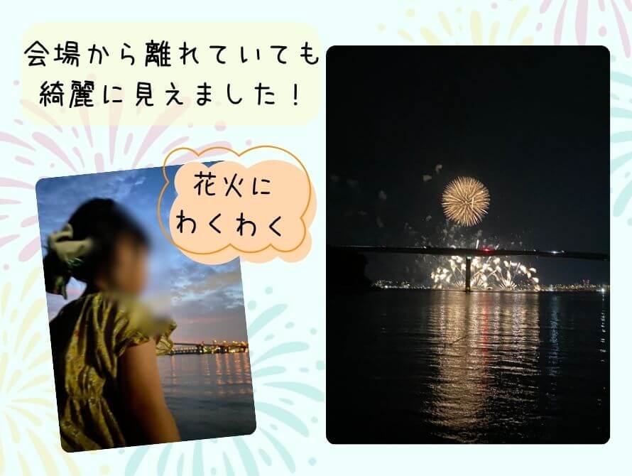 離れた場所からの花火の写真