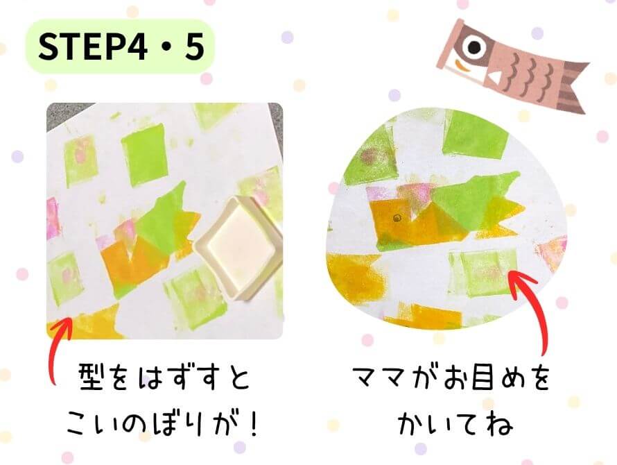こいのぼり制作ステップ４、５