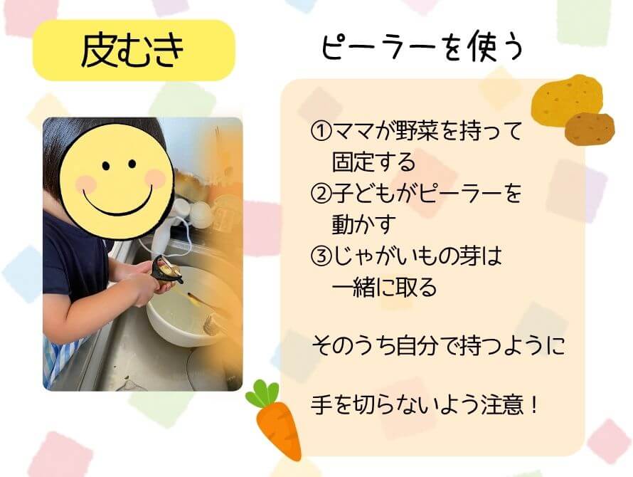ピーラーで皮むきの写真